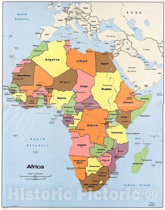 Historic 1972 Map - Africa. 2-72.