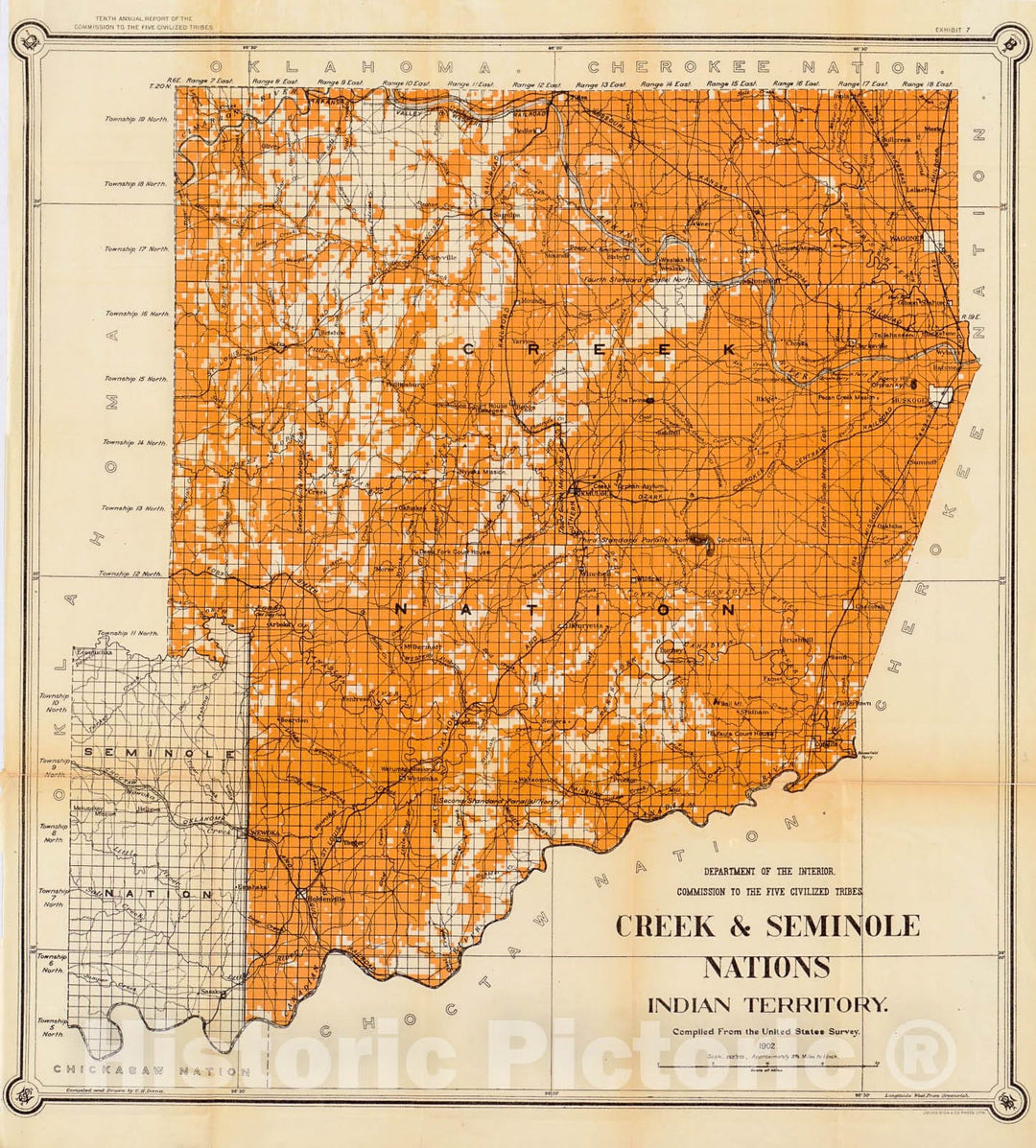 Historic 1902 Map - Creek & Seminole Nations, Indian Territory : compiled from The United States Survey