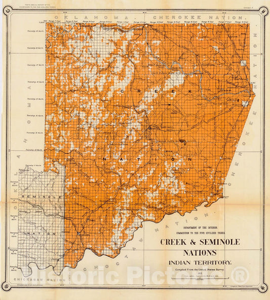 Historic 1902 Map - Creek & Seminole Nations, Indian Territory : compiled from The United States Survey
