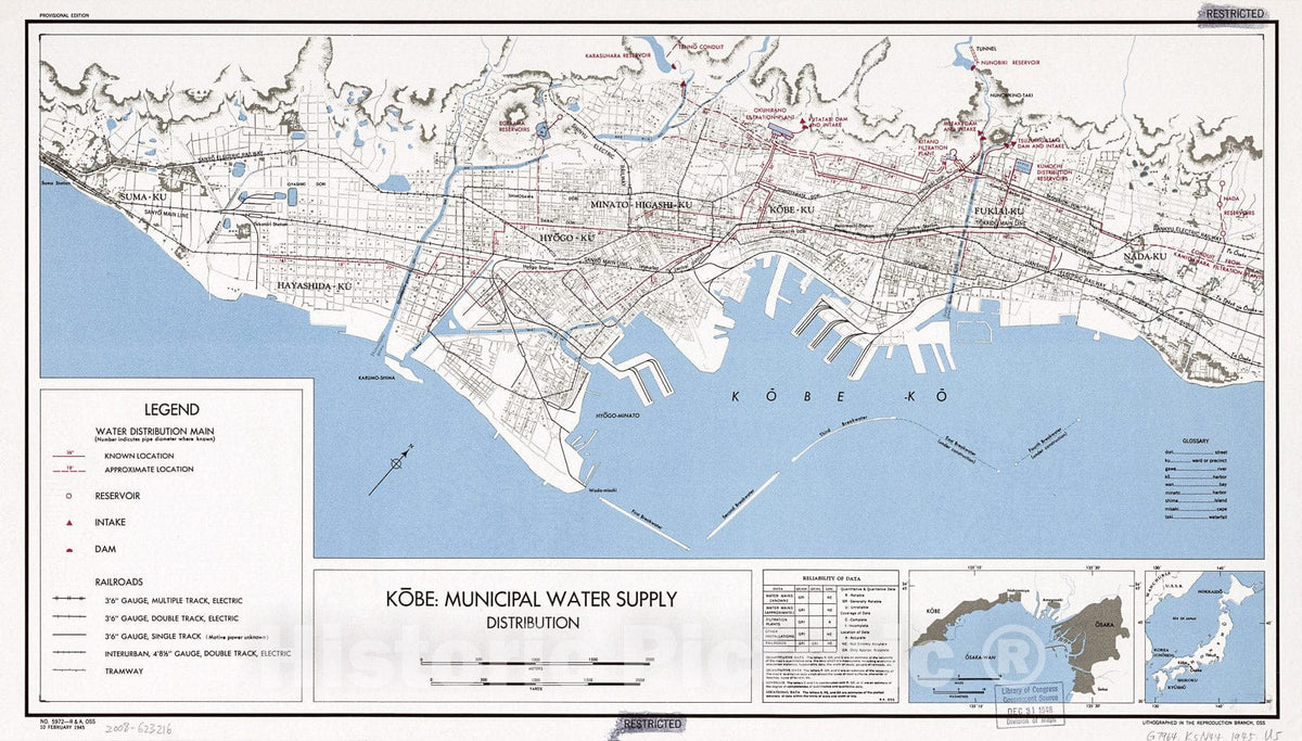 Historic 1945 Map - Kbe: Municipal Water Supply