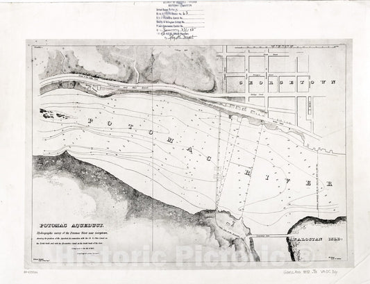 Historic 1832 Map - Potomac Aqueduct, Hydrographic Survey of The Potomac River Near Georgetown : shewing The Position of The Aqueduct, its Connection with The Ch. & Ohio Canal