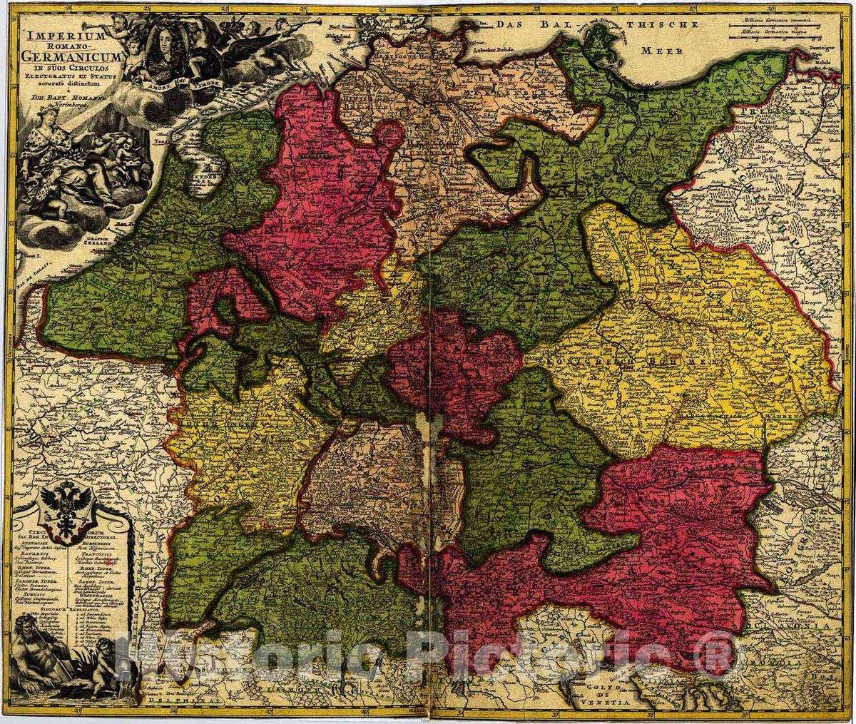 Historic 1700 Map - Imperium Romano-Germanicum.