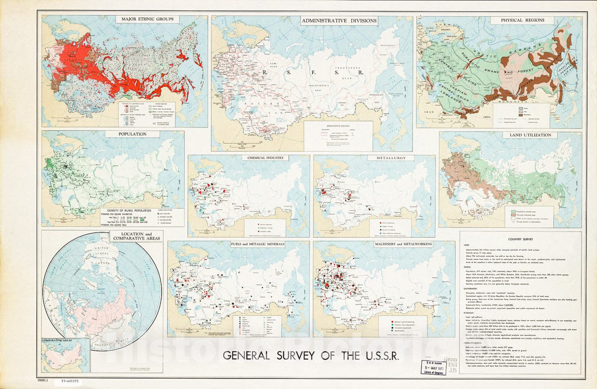 Historic 1961 Map - General Survey of The U.S.S.R.