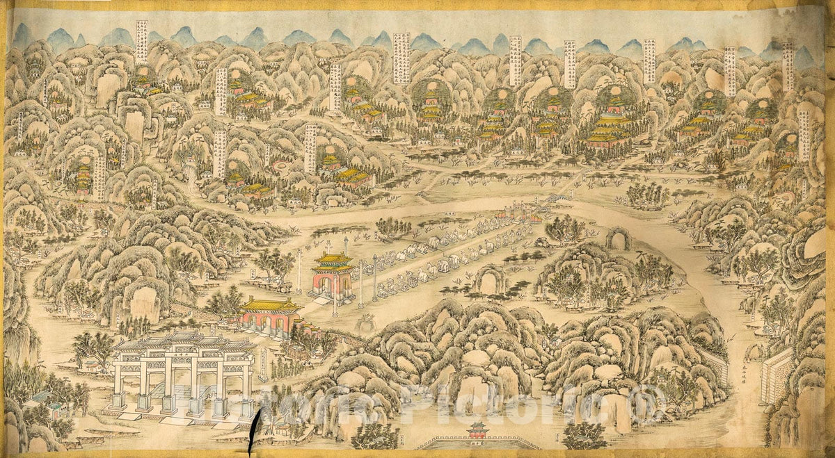 Historic 1736 Map - Ming shi san ling tu