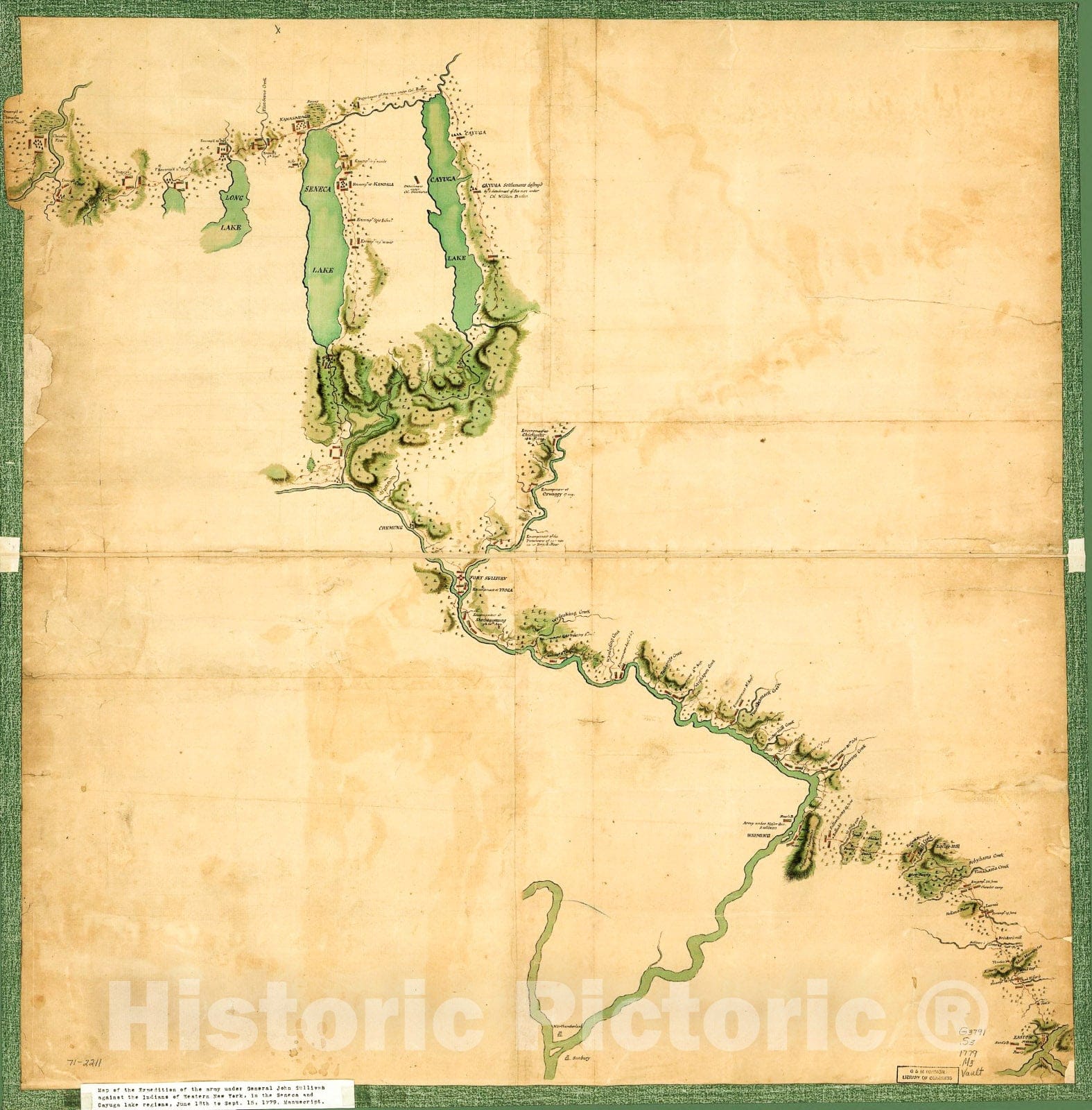 Historic 1779 Map - Map of Gen. Sullivan's March from Easton to The Senaca & Cayuga Countries.