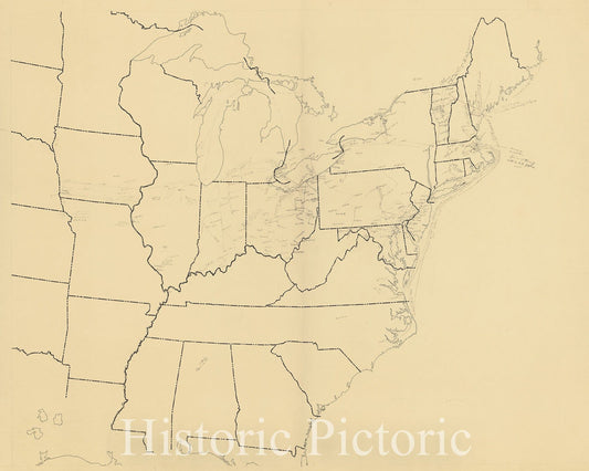 Historic 1941 Map - Underground Railroad map of The United States, ca. 1838-1860.