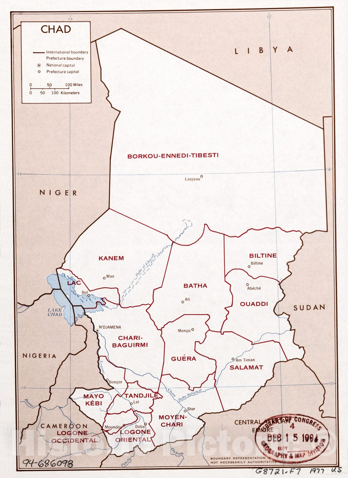 Historic 1977 Map - Chad : Administrative divisions