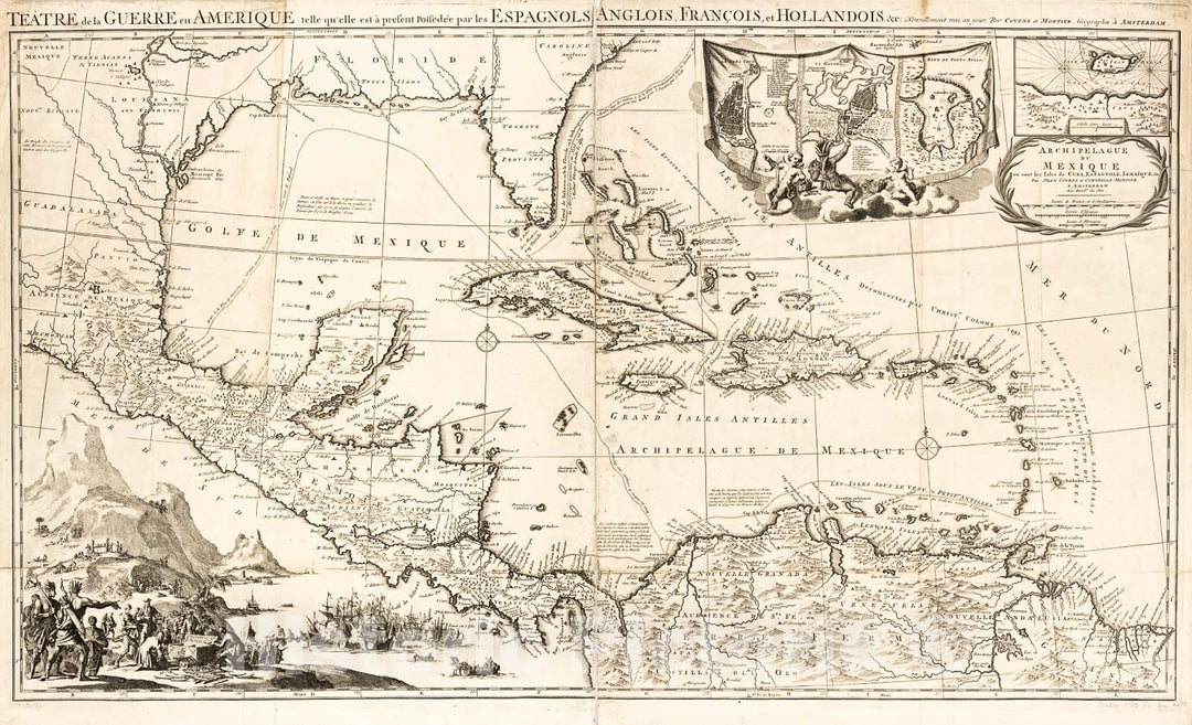 Historic 1759 Map - Archipelague du Mexique ou sont les Isles de Cuba, Espagnole, ÃŒamaÃ¯que, c.
