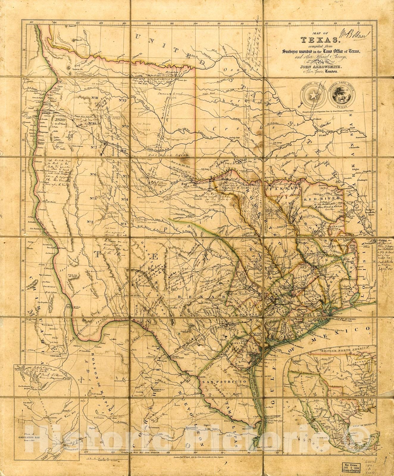 Historic 1841 Map - Map of Texas