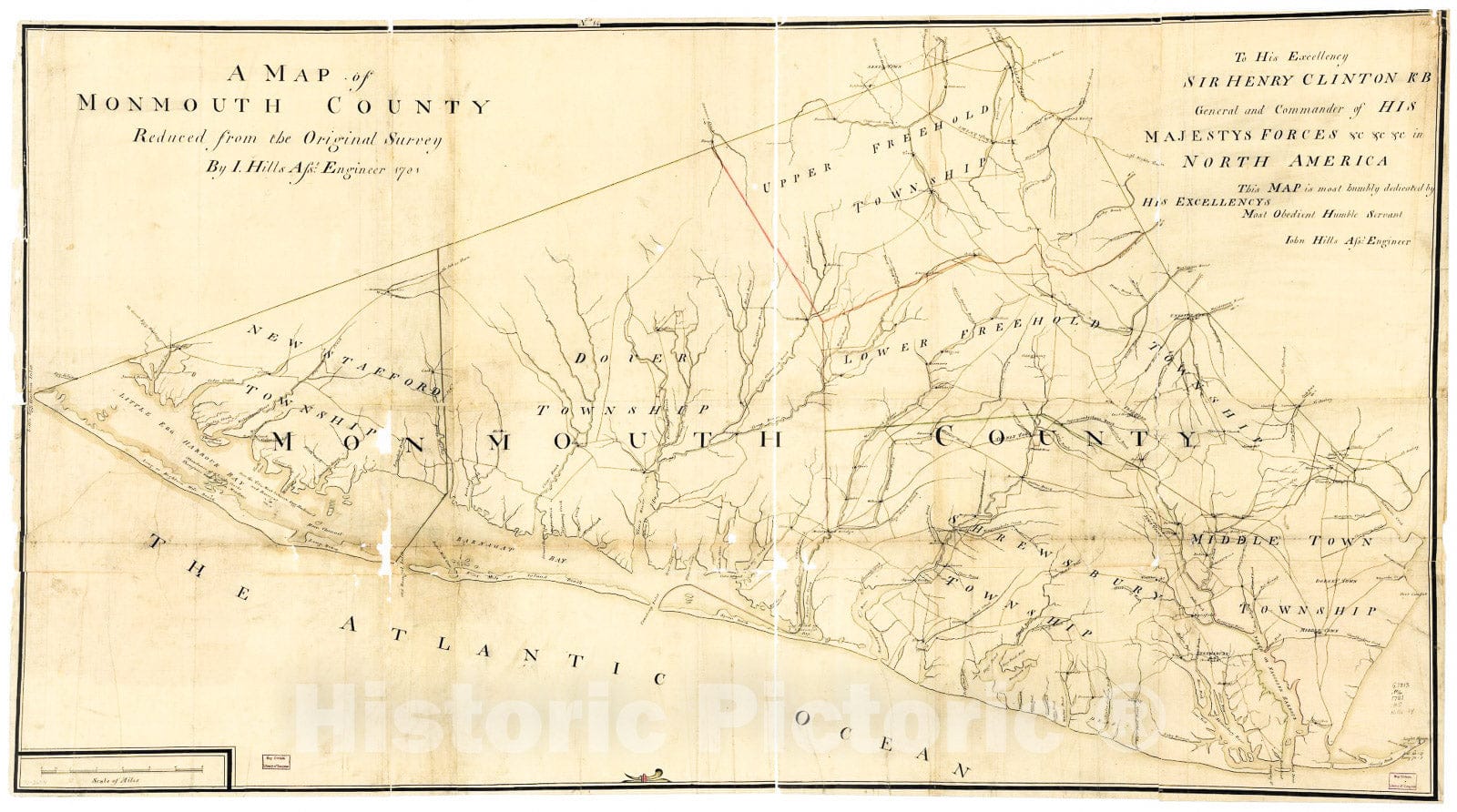 Historic 1781 Map - A map of Monmouth County.