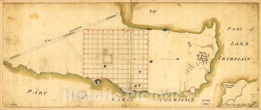 Historic 1768 Map - Crown Point & Part of Lake Champlain.