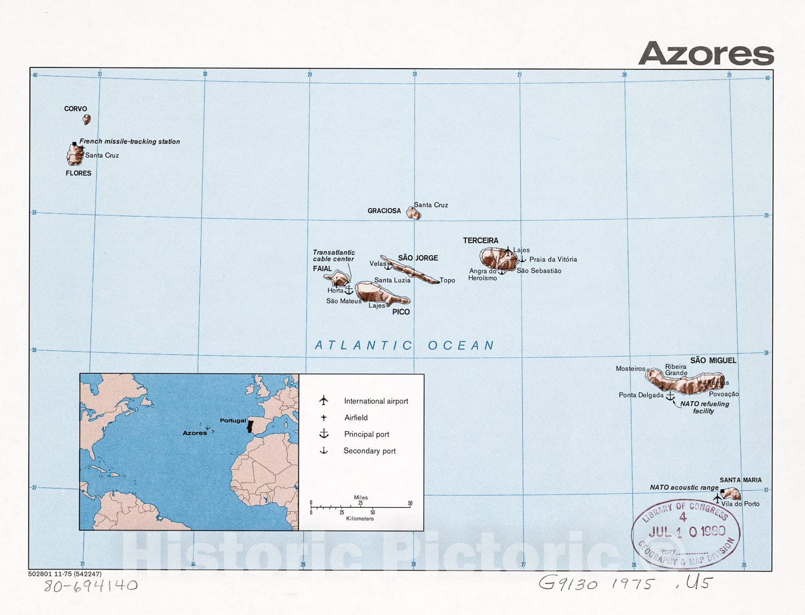Historic 1975 Map - Azores.