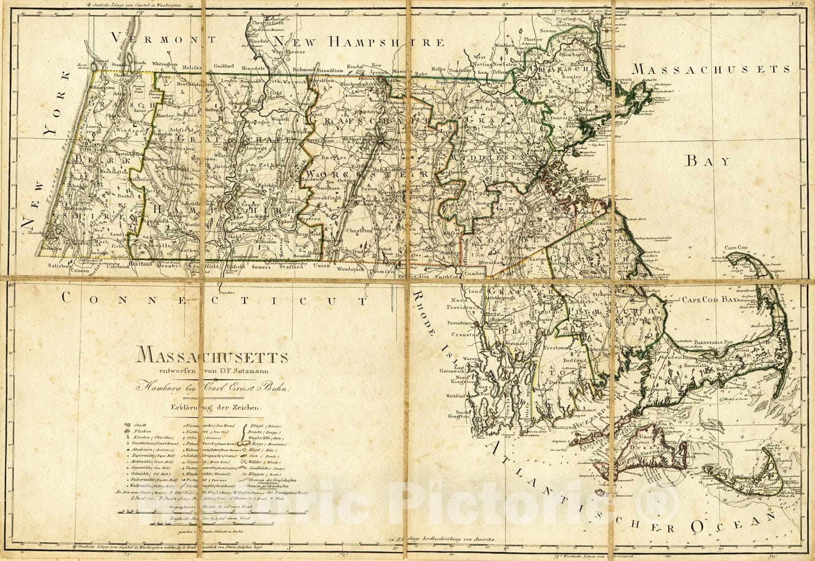 Historic 1796 Map - Massachusetts