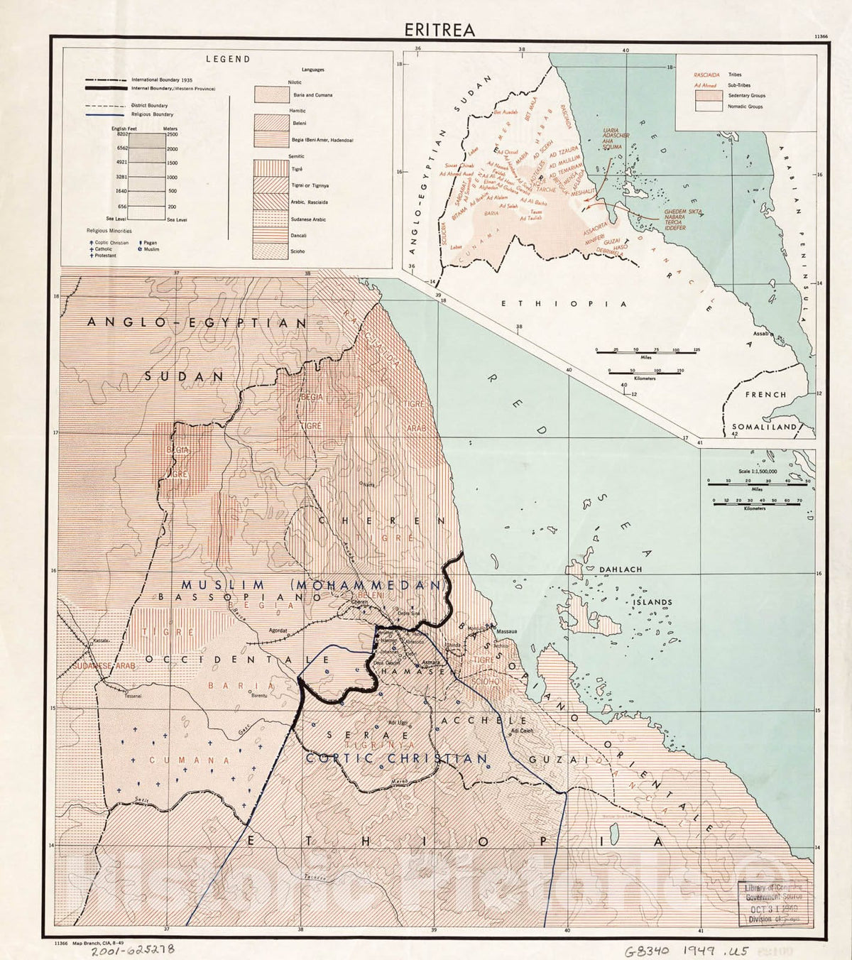 Historic 1949 Map - Eritrea.