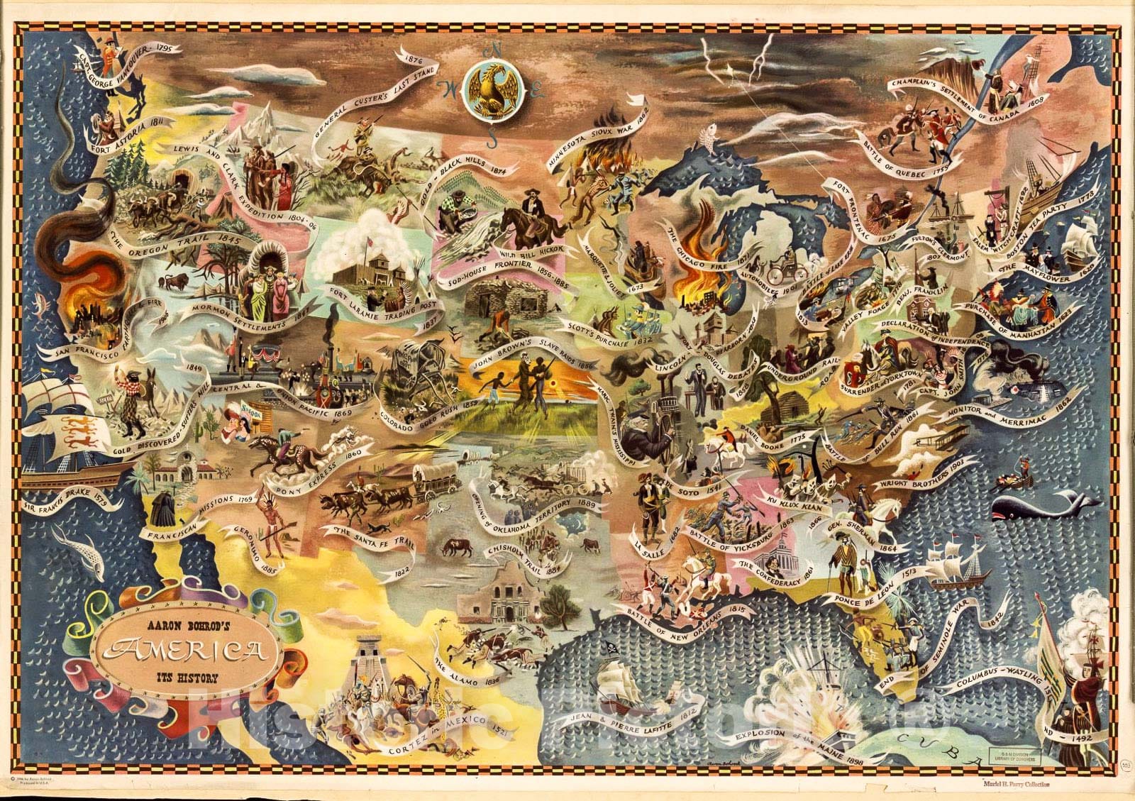 Historic 1946 Map - Bohrod's America, its History