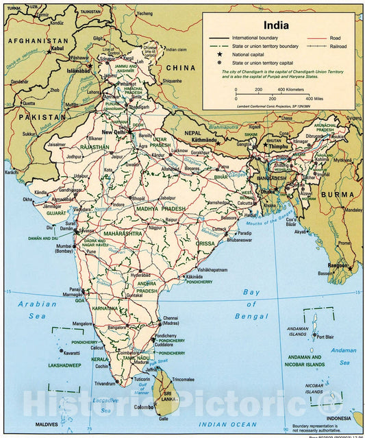 Historic 1996 Map - India.
