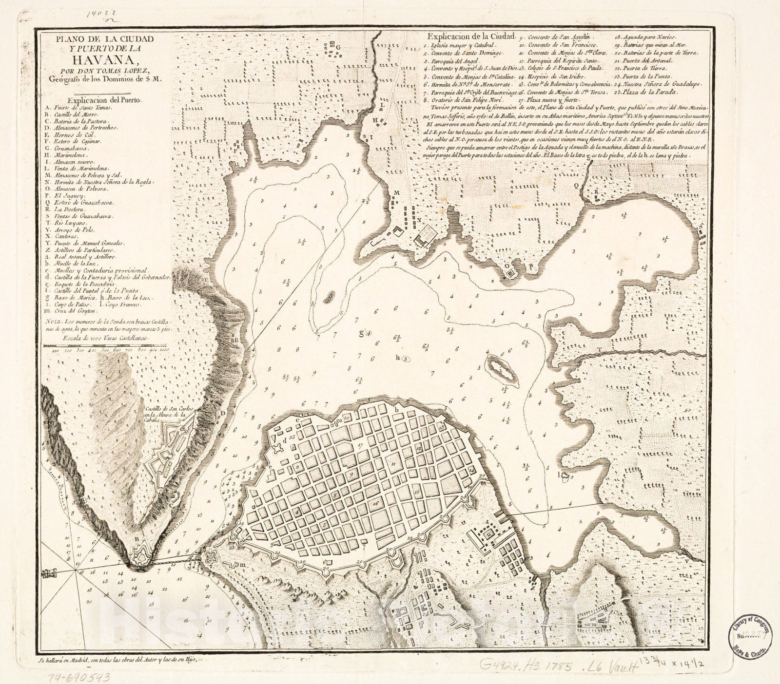 Historic 1785 Map - Plano de la Ciudad y Puerto de la Havana.