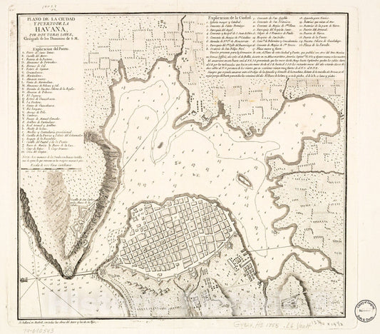 Historic 1785 Map - Plano de la Ciudad y Puerto de la Havana.