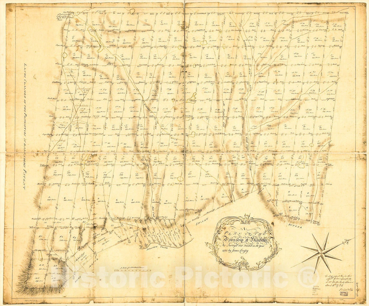 Historic 1772 Map - A Plan of The Township of Blenheim, as surveyed and Divided in The Year 1772.