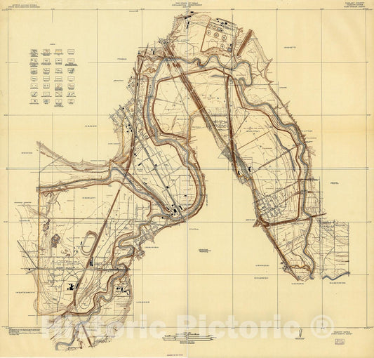 Historic 1915 Map - Tarrant County, Trinity River, Fort Worth Sheet