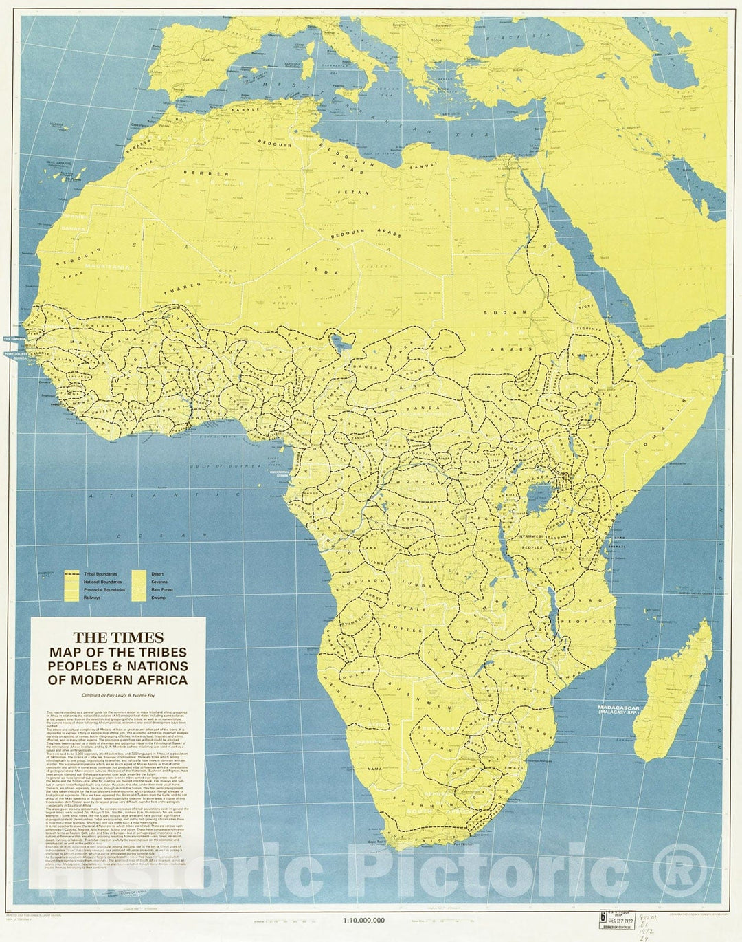 Historic 1972 Map - The Times map of The Tribes, Peoples, Nations of Modern Africa.