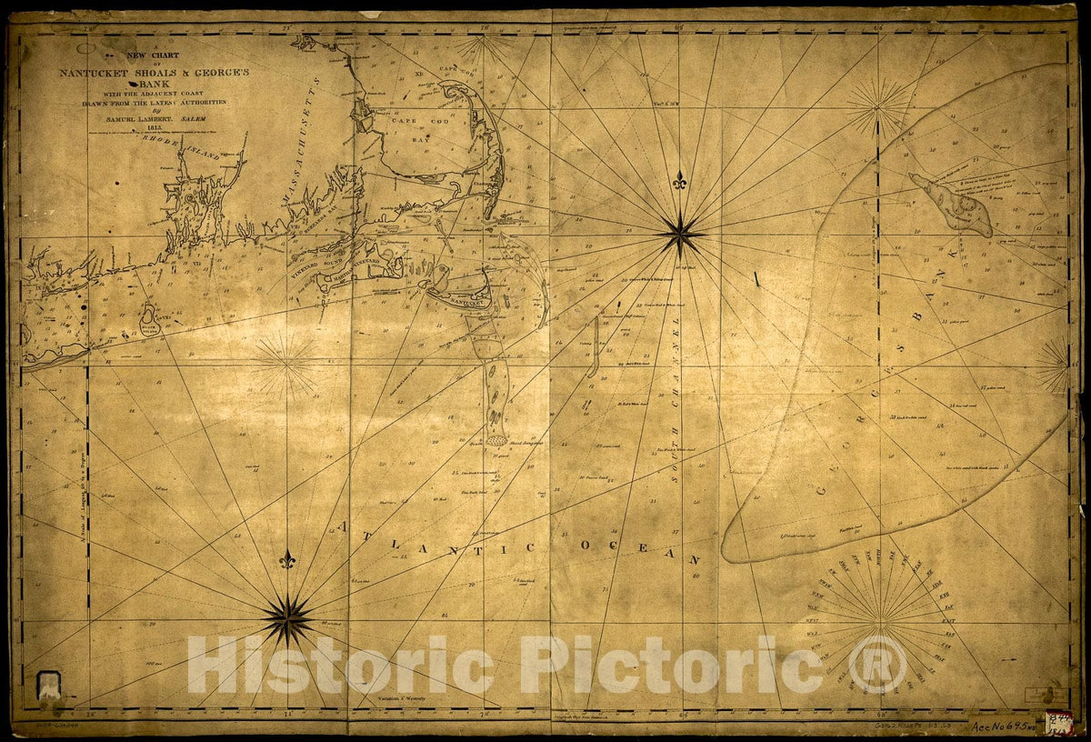 Historic 1813 Map - A New Chart of Nantucket Shoals & George's Bank with The Adjacent Coast