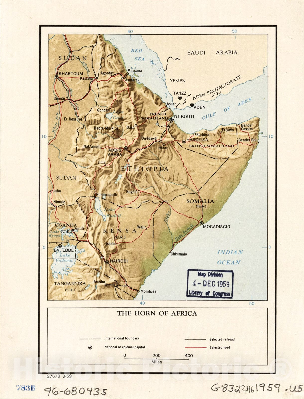 Historic 1959 Map - The Horn of Africa.