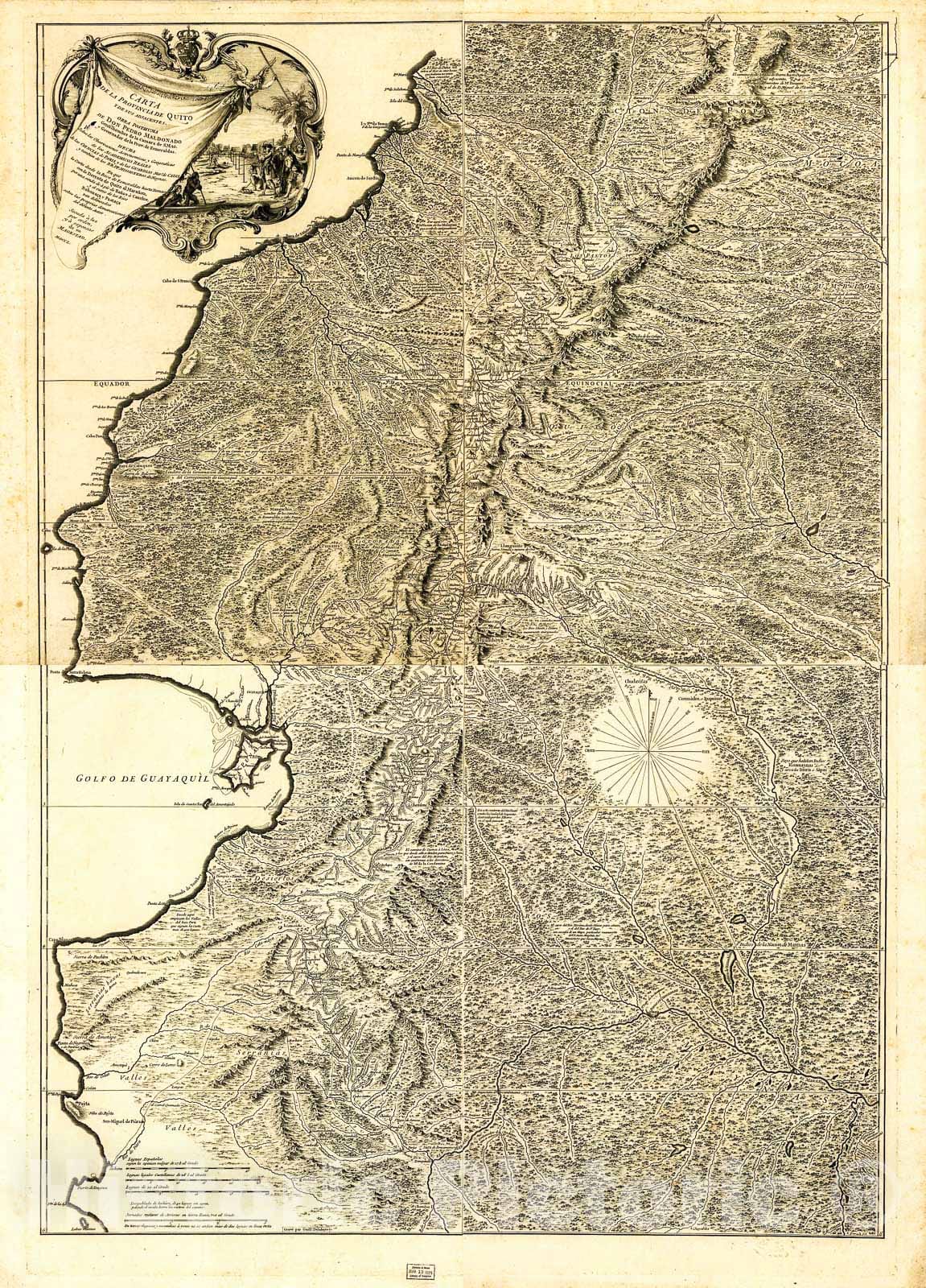 Historic 1750 Map - Carta de la Provincia de Quito y de sus adjacentes