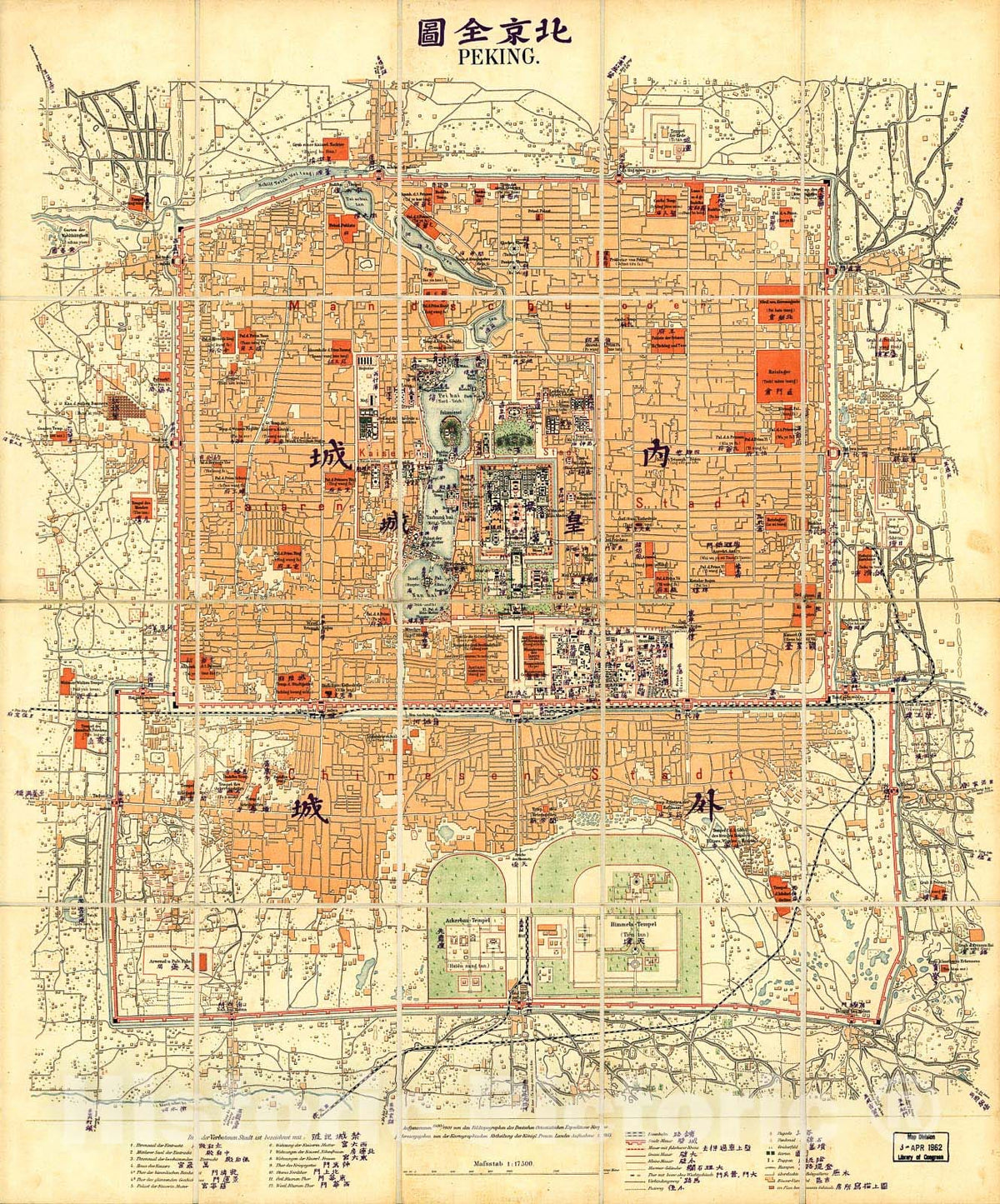 Historic 1914 Map - Beijing Quan tu = Peking