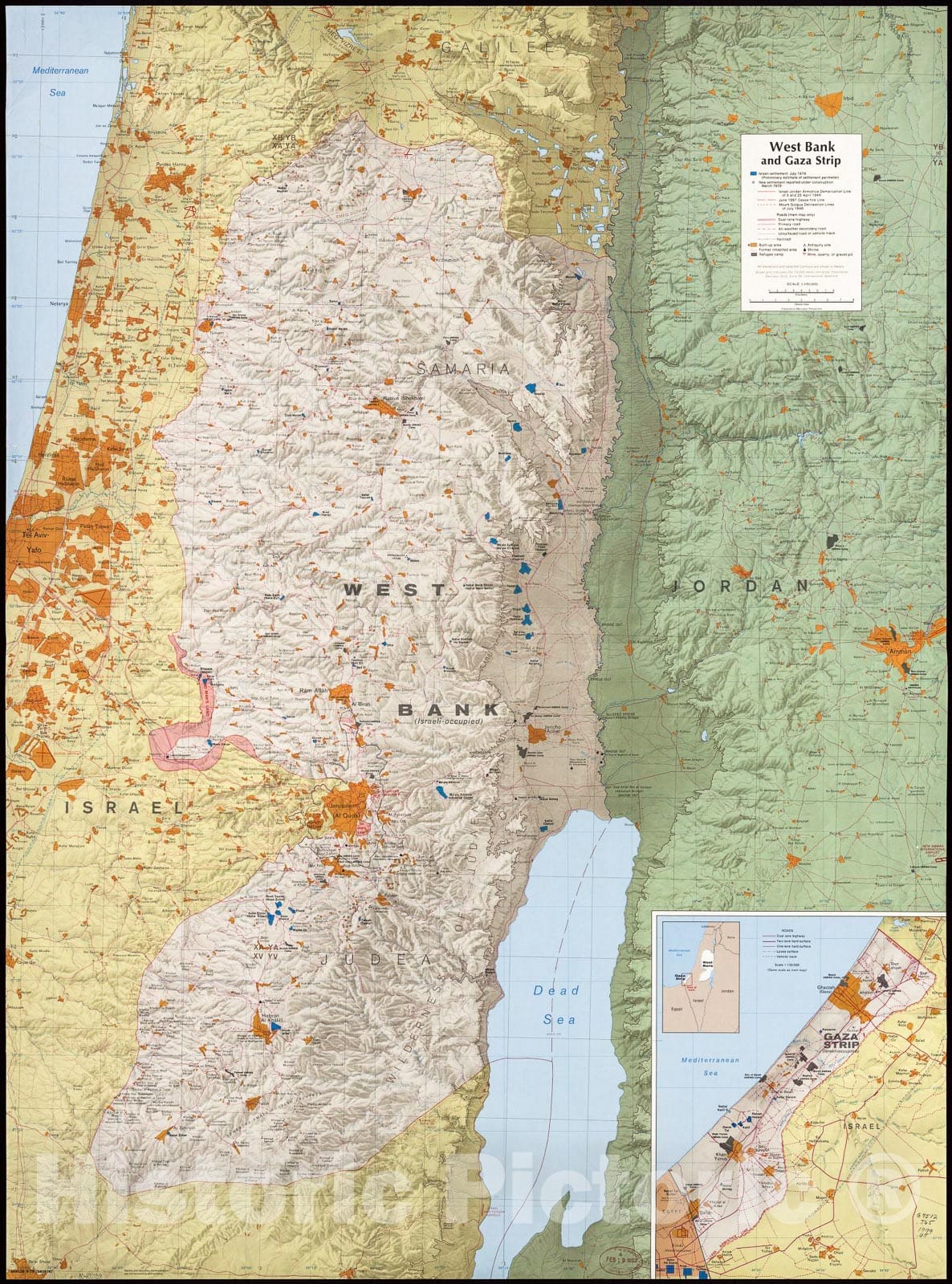 Historic 1979 Map - West Bank and Gaza Strip.