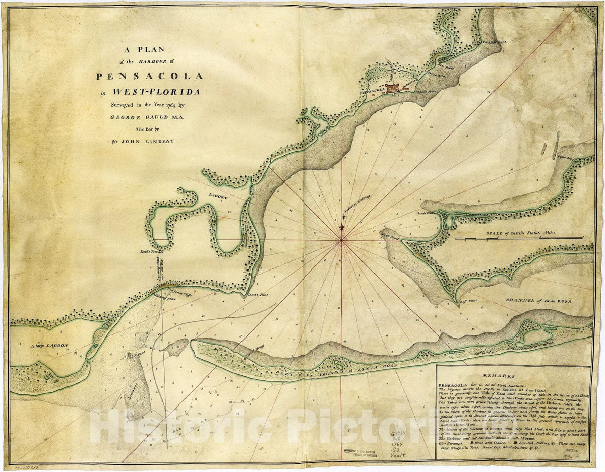 Historic 1764 Map - A Plan of The Harbour of Pensacola in West-Florida.