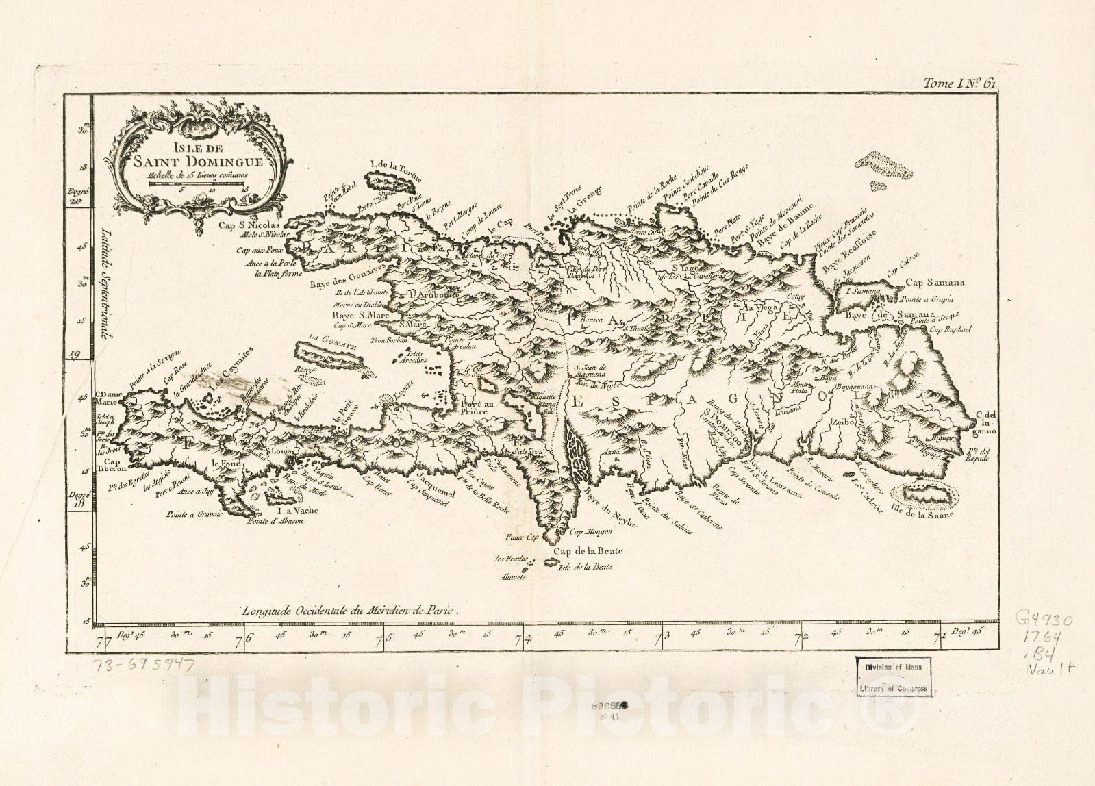 Historic 1764 Map - Isle de Saint Domingue.