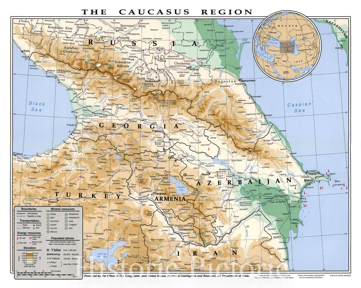 Historic 1994 Map - The Caucasus Region