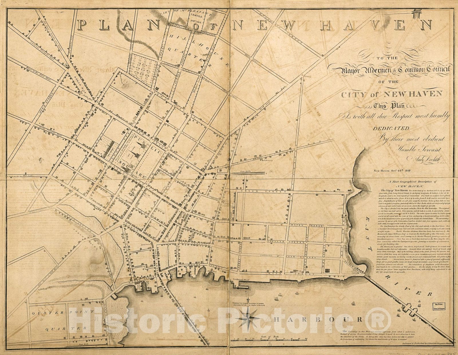 Historic 1817 Map - Plan of New Haven