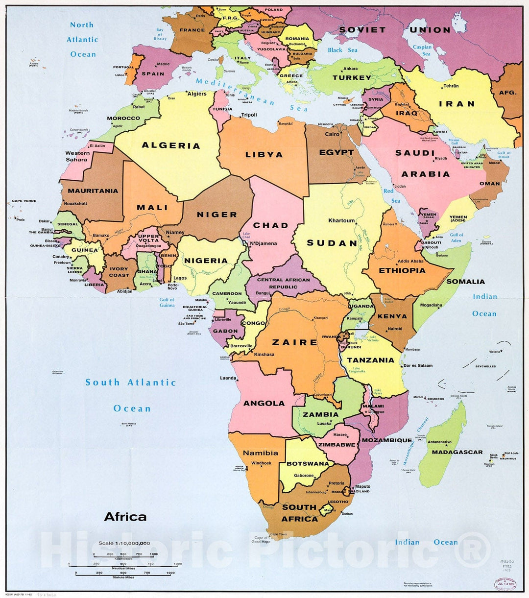 Historic 1982 Map - Africa.