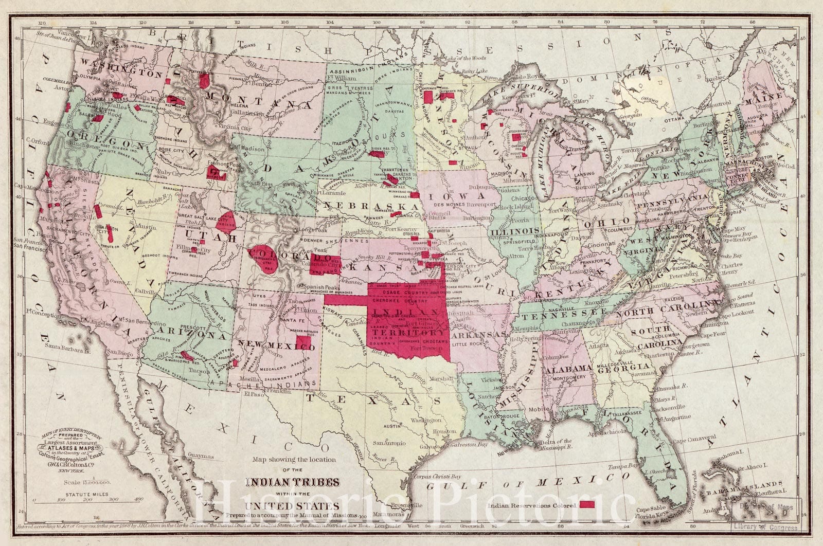 Historic 1868 Map - United States.