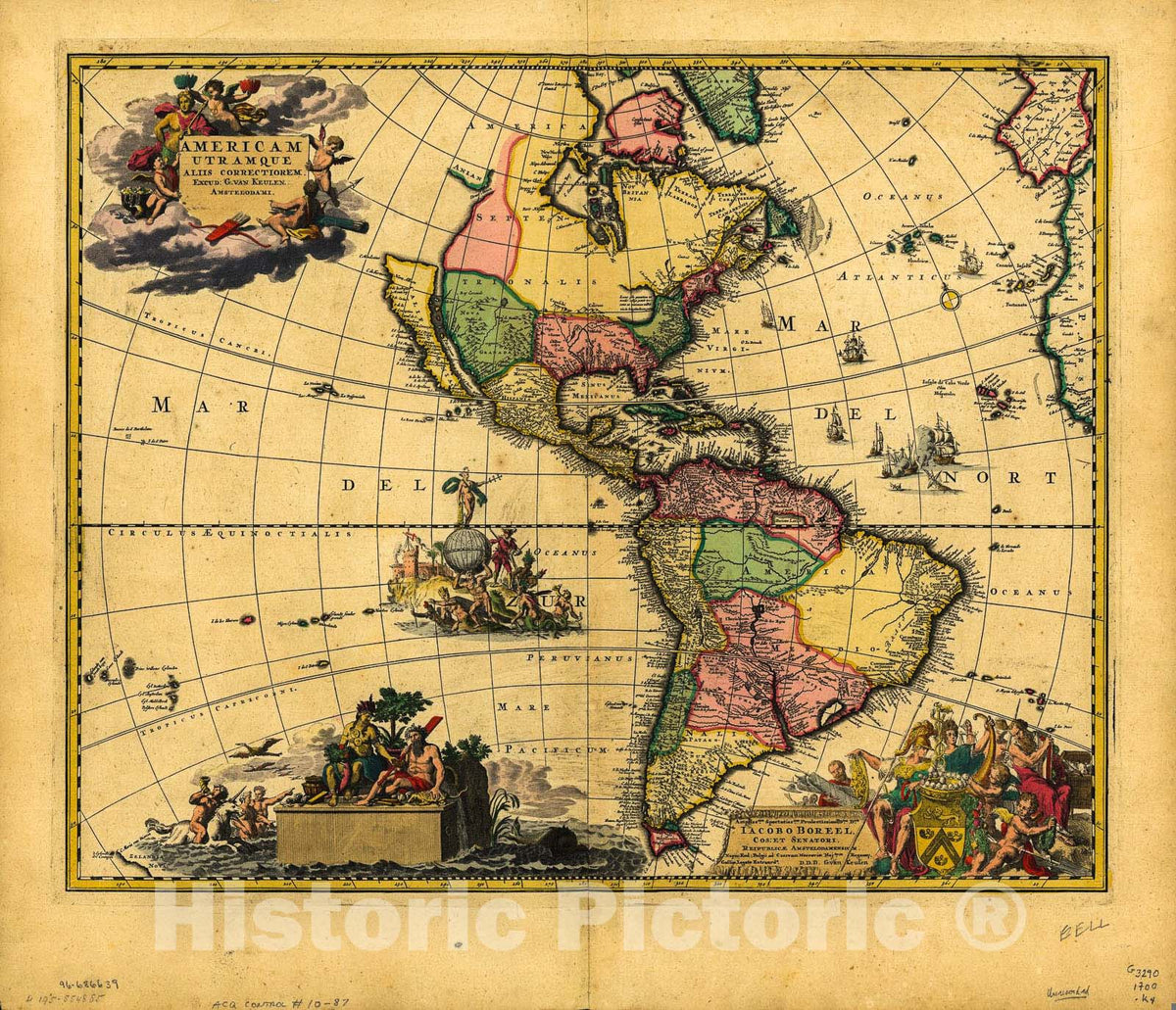 Historic 1700 Map - Americam utramque : aliis correctiorem