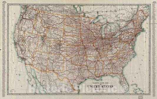 Historic 1919 Map - Clason's Guide map of The United States.
