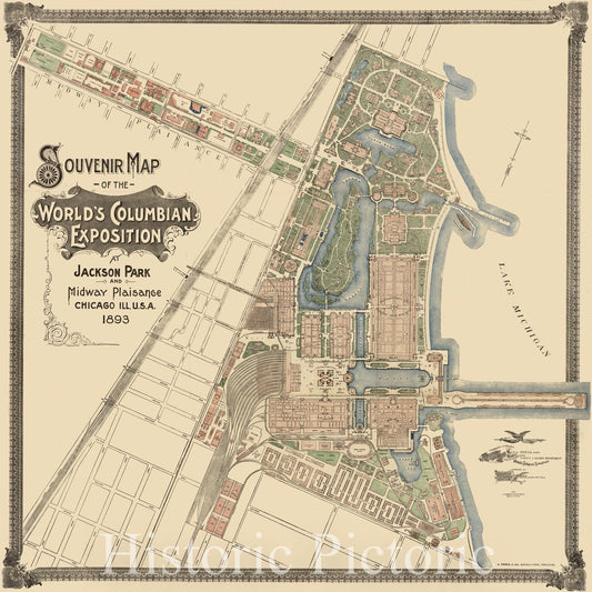 1892 Map of The World's Columbian Exposition, Chicago, Illinois (IL)