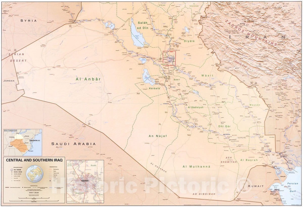 Historic 2004 Map - Central and Southern Iraq. 2