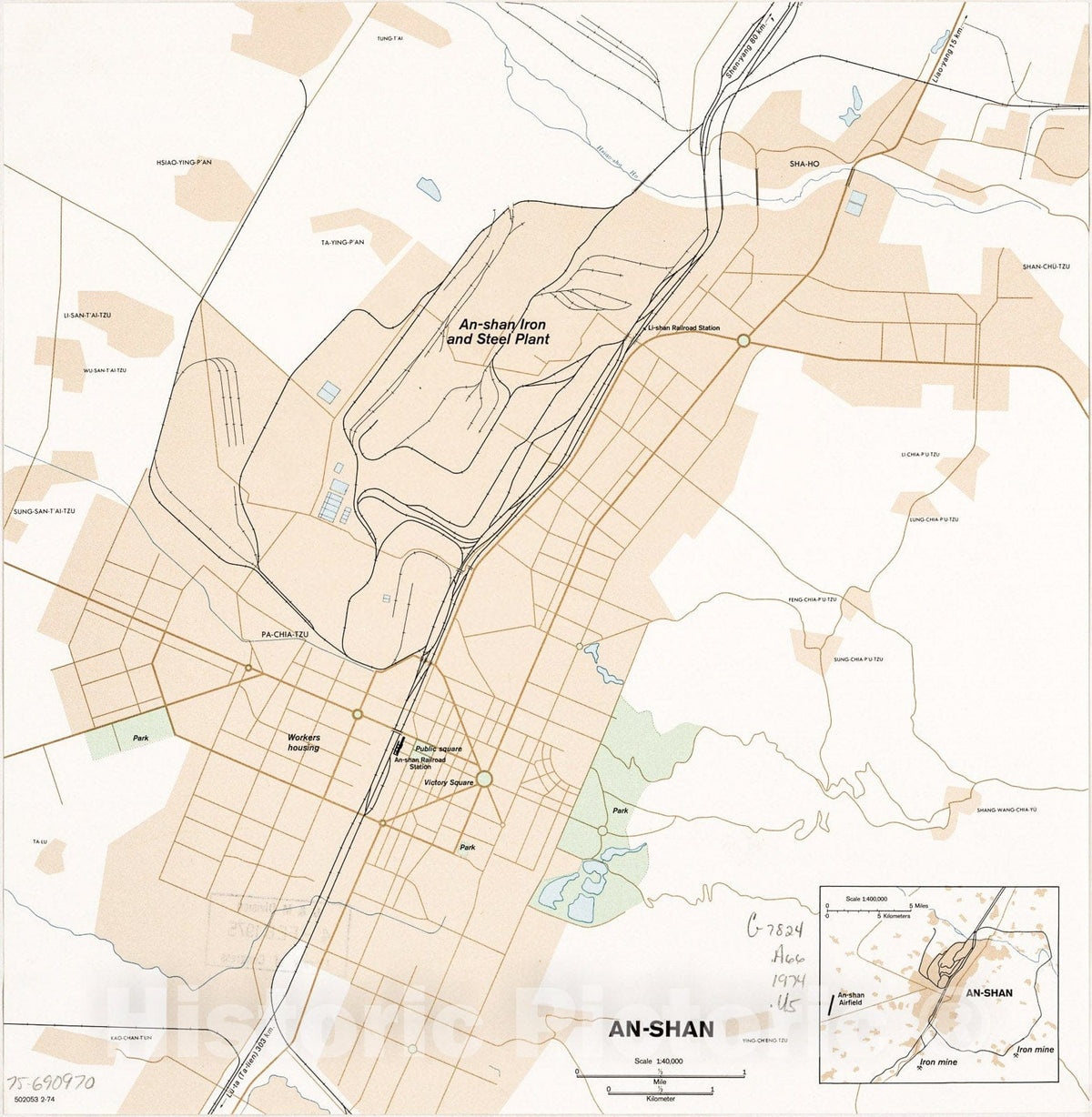 Historic 1974 Map - an-shan. 2-74.