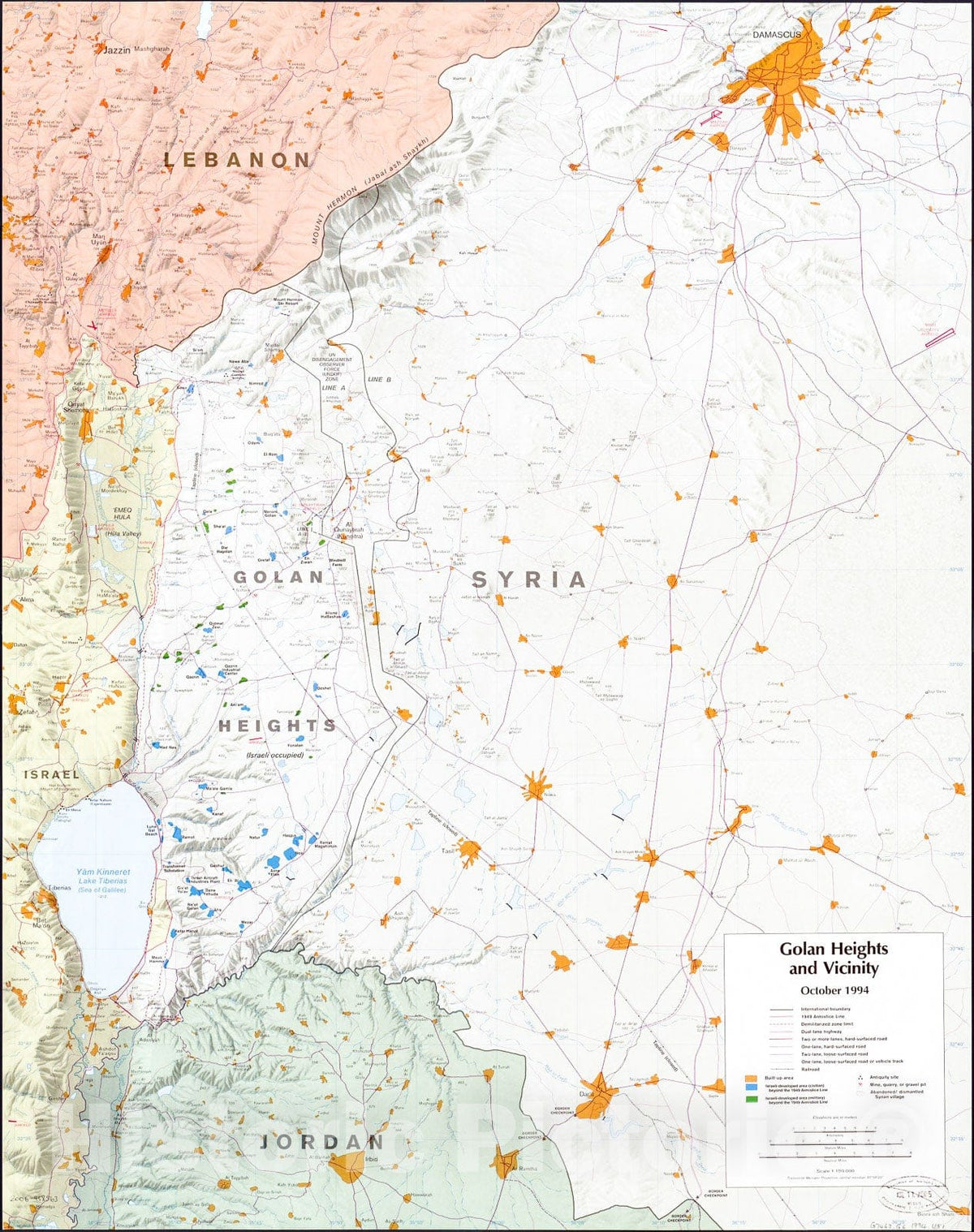 Historic 1994 Map - Golan Heights and Vicinity : October 1994.