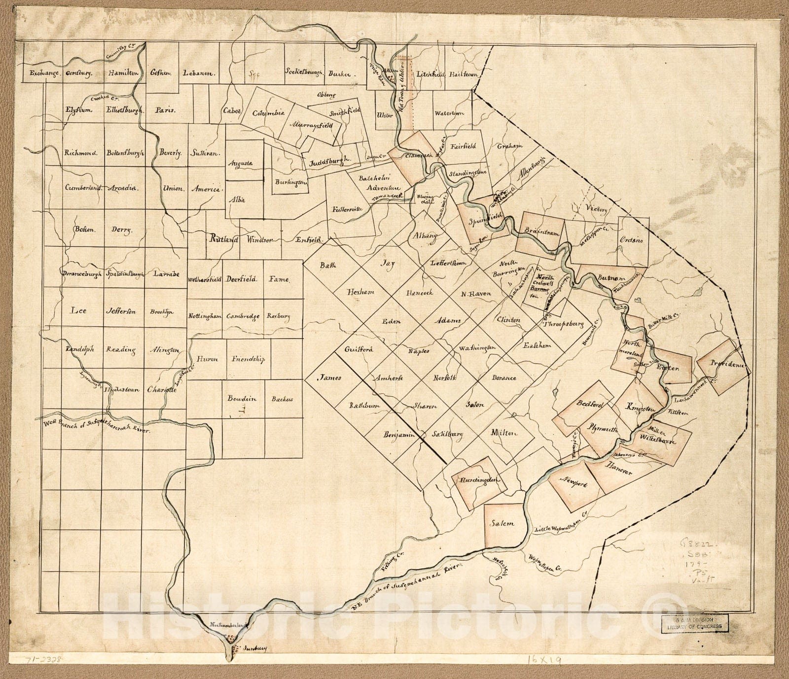 Historic 1790 Map - The Part of Pennsylvania That Lies Between The Forks of The Susquehannah, Divided into townships.