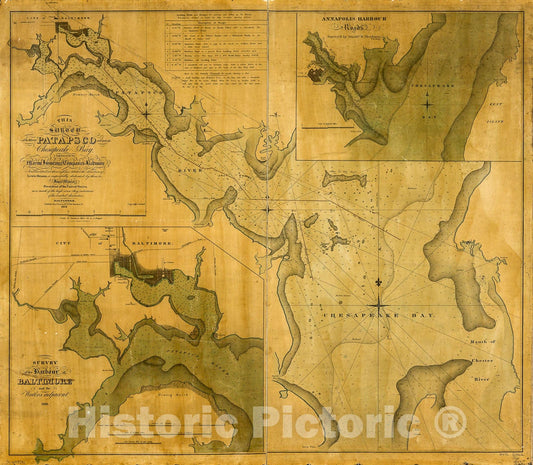 Historic 1819 Map - This Survey of The River Patapsco and Part of Chesapeake Bay, 2