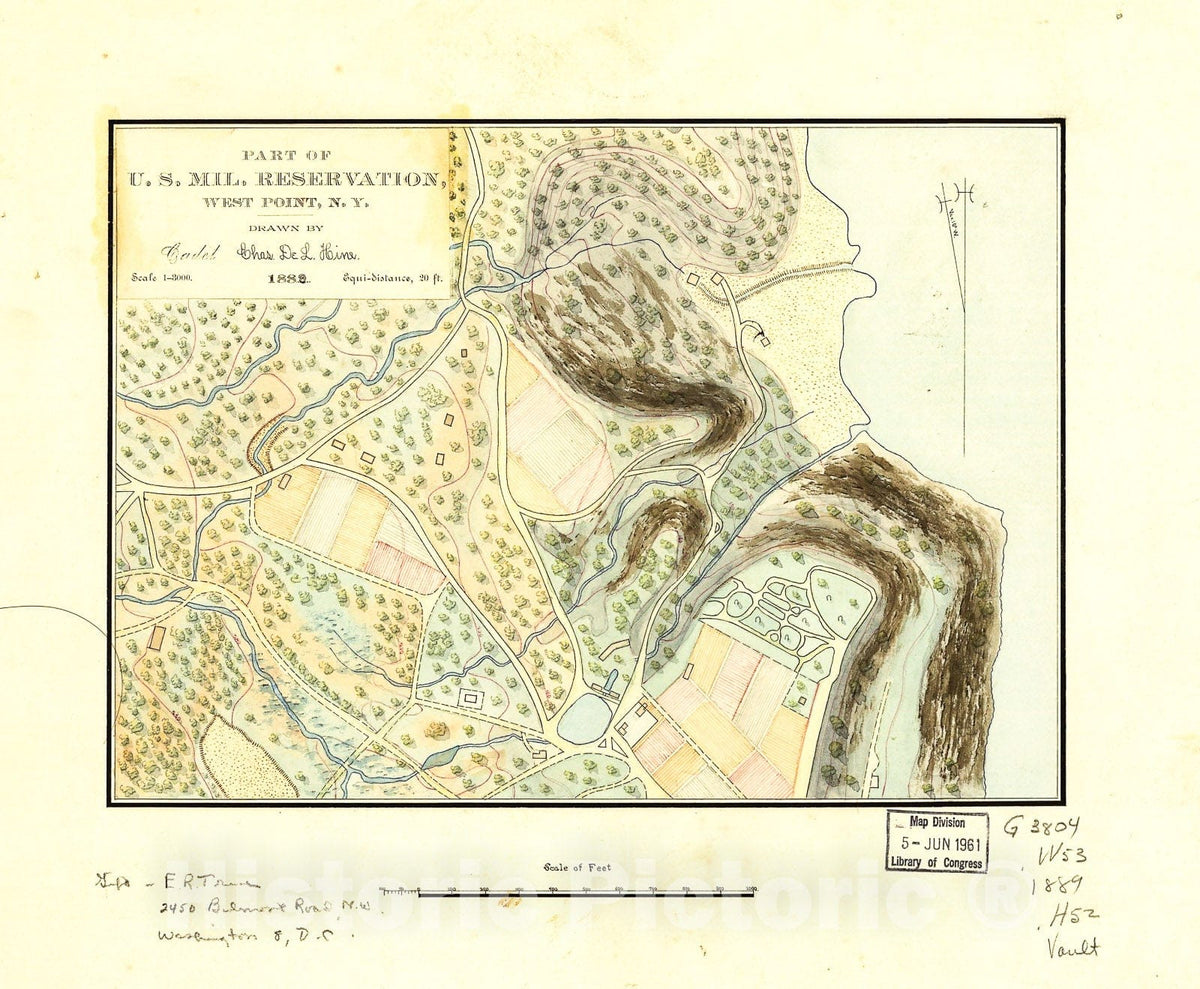 Historic 1889 Map - Part of U.S. Mil. Reservation, West Point, N.Y.
