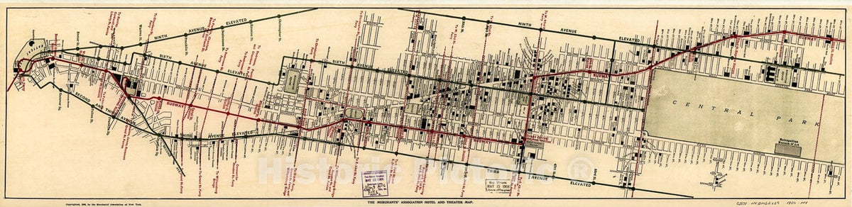 Historic 1906 Map - The Merchants' Association Hotel and Theater map.