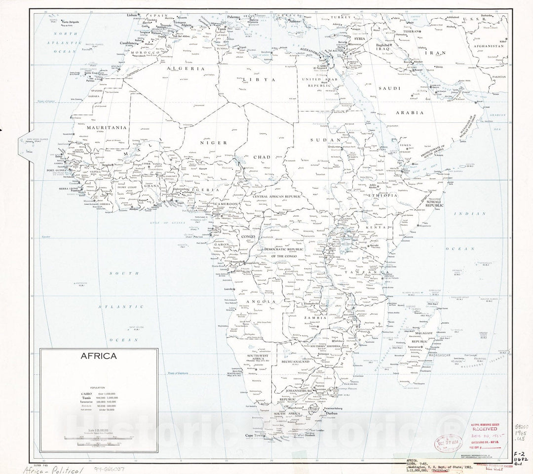 Historic 1965 Map - Africa.