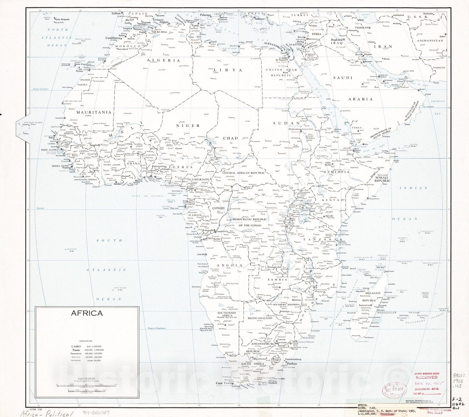 Historic 1965 Map - Africa.
