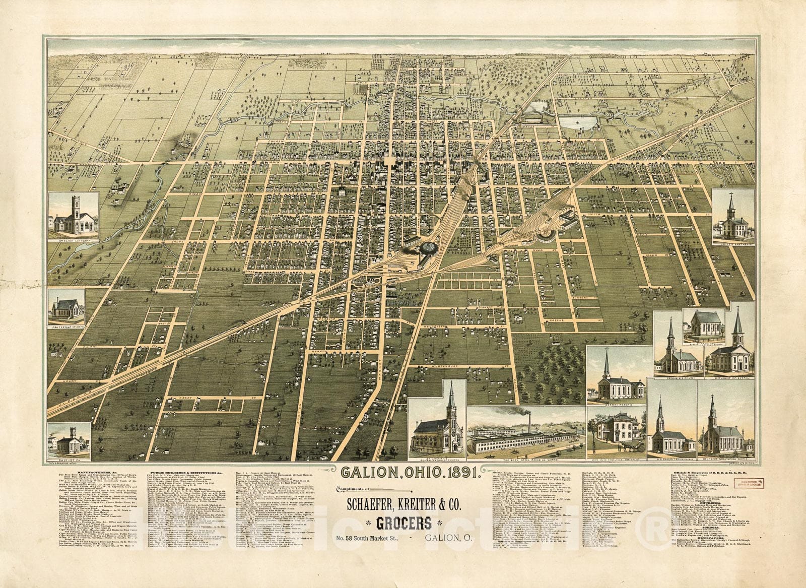 Historic 1891 Map - Galion, Ohio, 1891