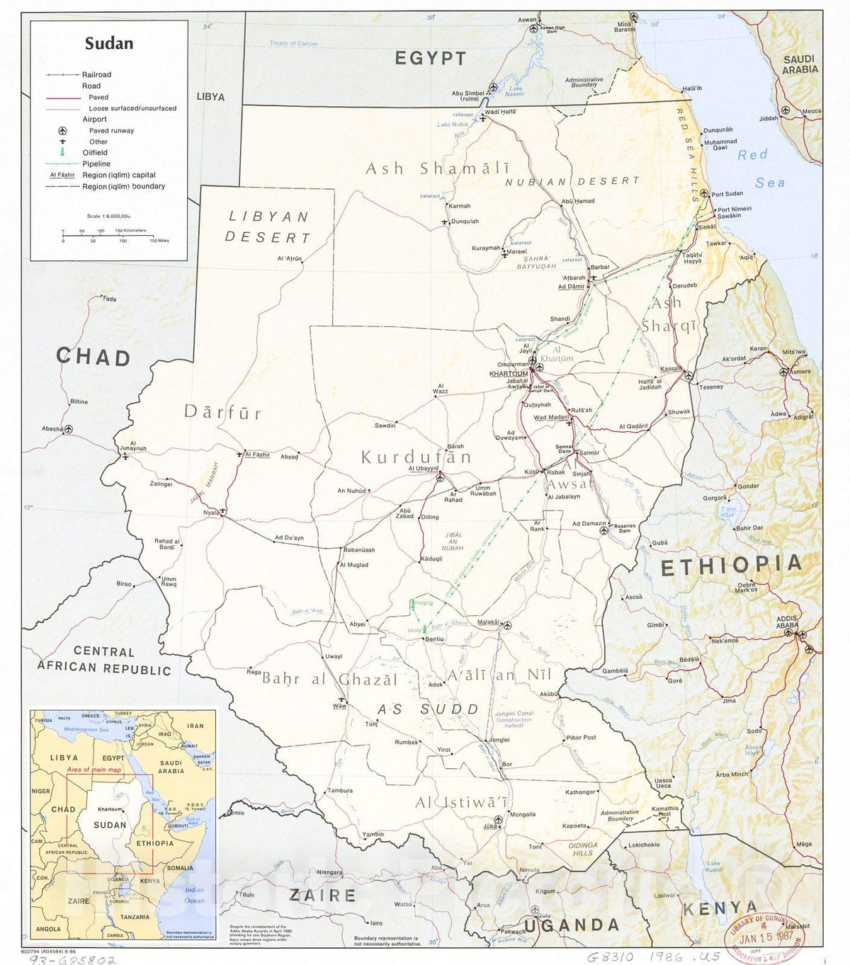 Historic 1986 Map - Sudan.